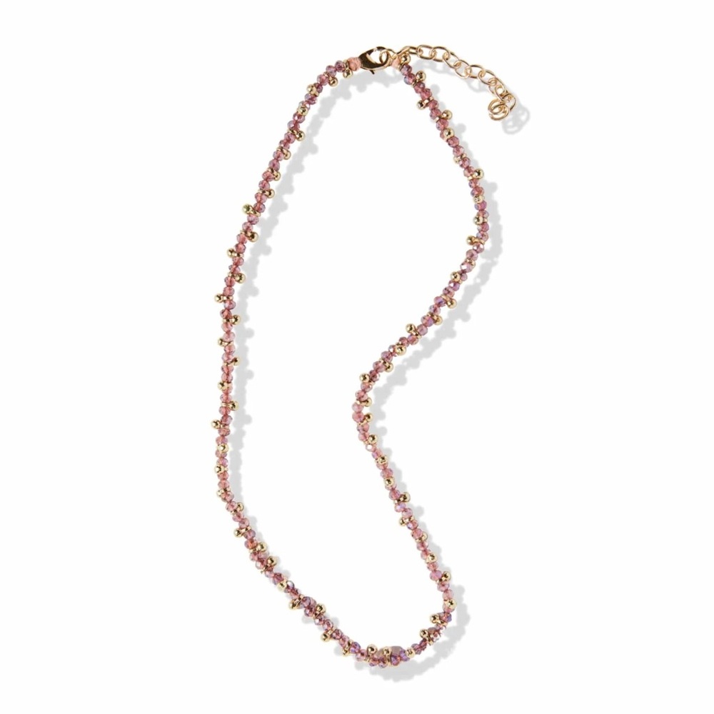 NWT Ink + Alloy Blush Crystal Brass Necklace